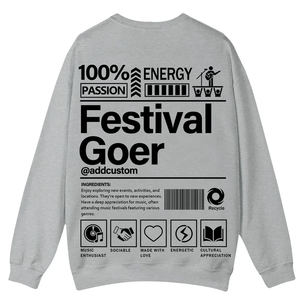 Festival Goer Custom Unisex Casual Crewneck Sweatshirt wearishow