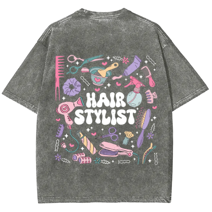 Hair Stylist Unisex Fit Washed T-Shirt