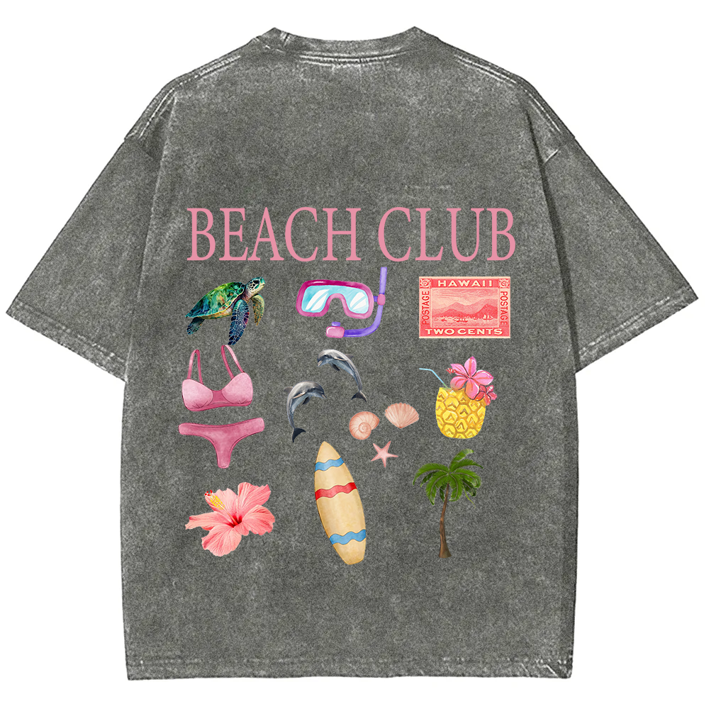Beach Club Unisex Fit Washed T-Shirt