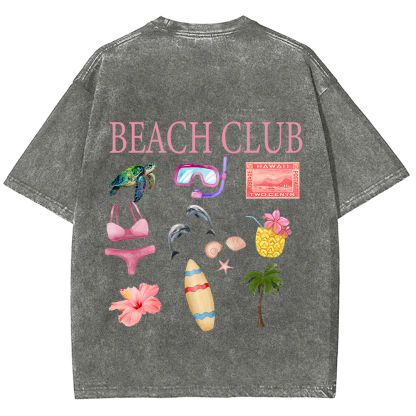 Beach Club Unisex Fit Washed T-Shirt