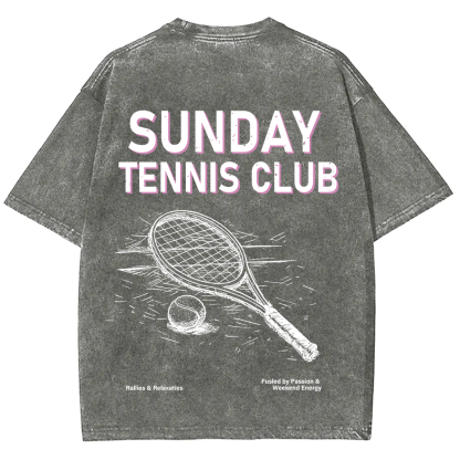 Sunday Tennis Club Unisex Fit Washed T-Shirt