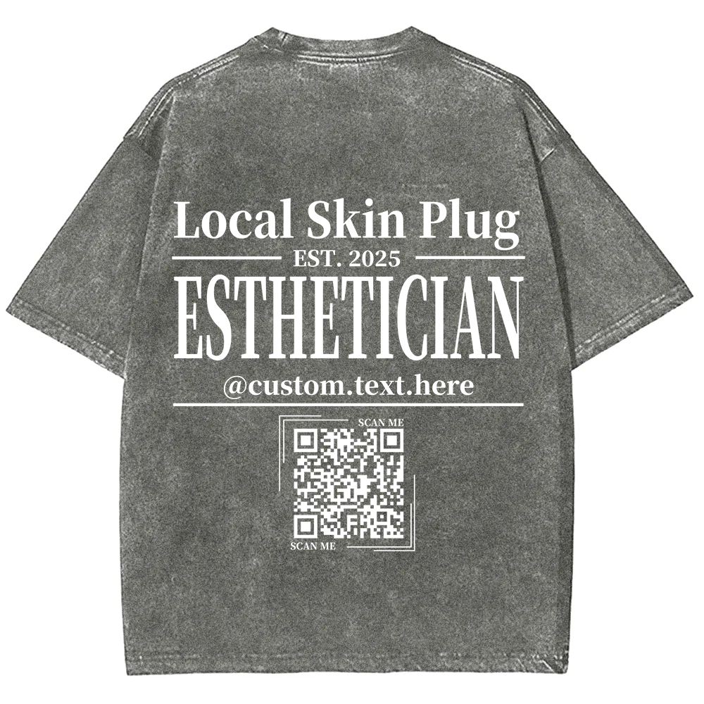 Esthetician Addcustom QR Code Name Unisex Fit Washed T-Shirt