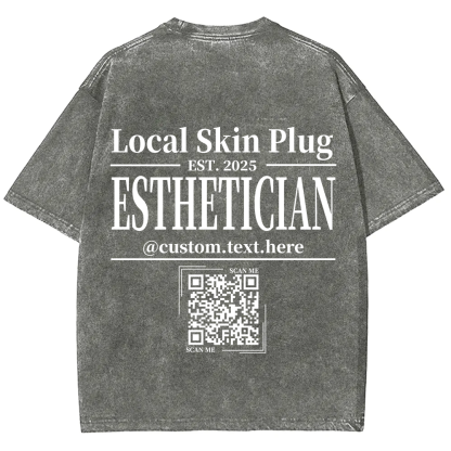 Esthetician Addcustom QR Code Name Unisex Fit Washed T-Shirt
