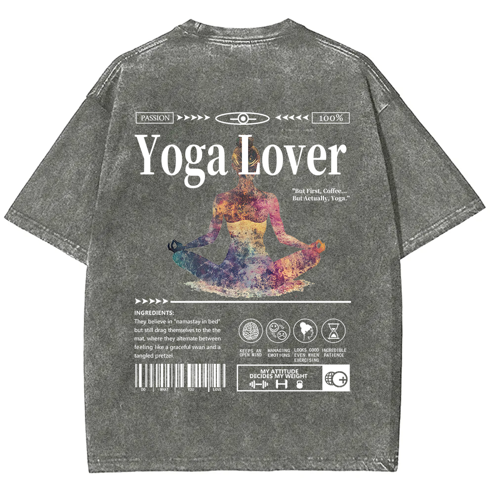 Yoga Lover Casual Washed T-Shirt