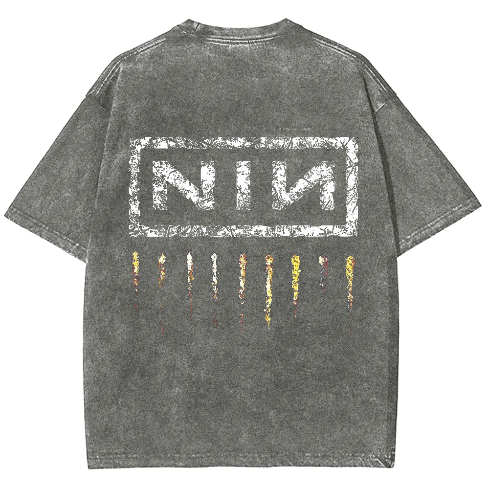 Unisex Vintage Washed Nine Inch Nails Band t-Shirt