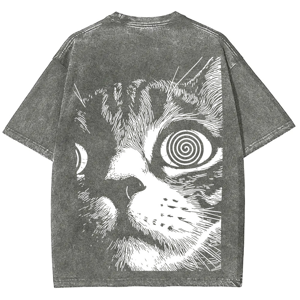 Psychedelic Cat Graphic Print t-Shirt