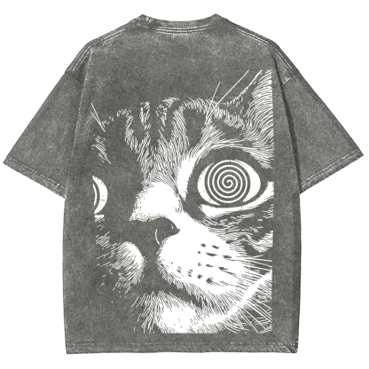 Psychedelic Cat Graphic Print t-Shirt