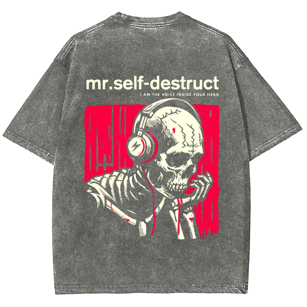 Unisex Washed Nine Inch Nails Mr Self Destruct Music t-Shirt