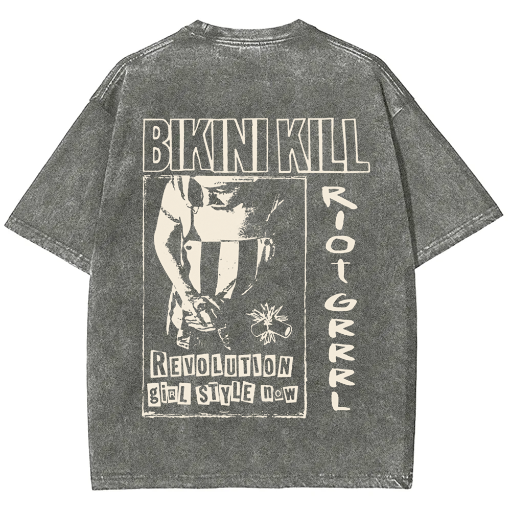 Unisex Vintage Washed Bikini Kill Rock Band t-Shirt