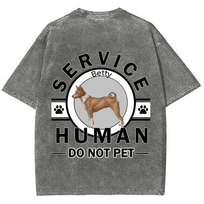 Service Human, Do Not Pet - Personalized Custom Unisex  Washed T-shirt