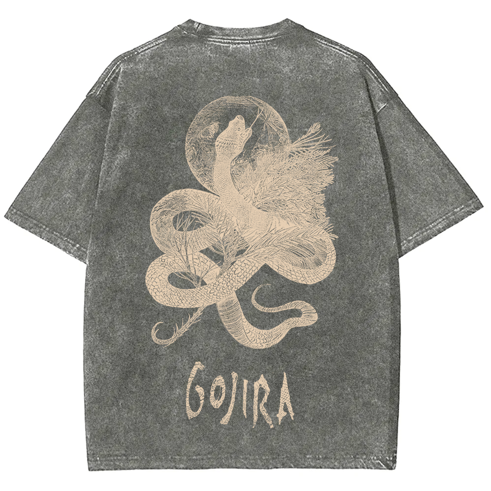 Unisex Vintage Washed Gojira Heavy Metal Band t-Shirt