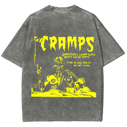 Unisex Vintage Washed The Cramps Rock Band t-Shirt