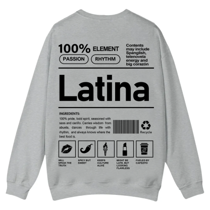 Latina Unisex Fit  Casual Crewneck Sweatshirt wearishow