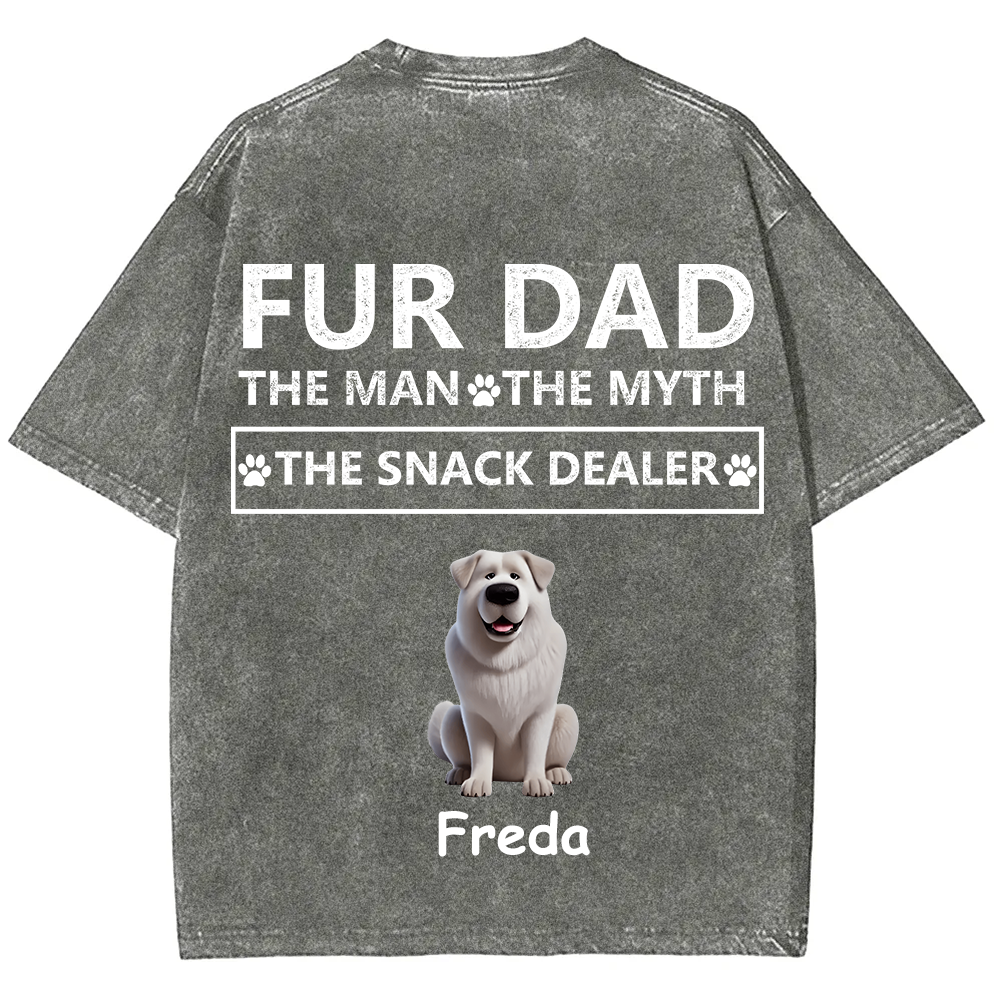 Fur Dad The Man The Myth The Snack Dealer - Personalized Custom Unisex  Washed T-shirt