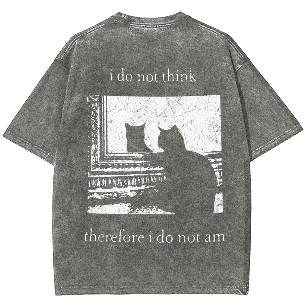 Unisex Vintage I do not think therefor I do not am Funny Cat t-Shirt