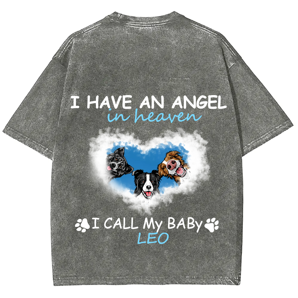 Have An Angel In Heaven - Personalized Custom Unisex Fit Washed T-Shirt wearishow
