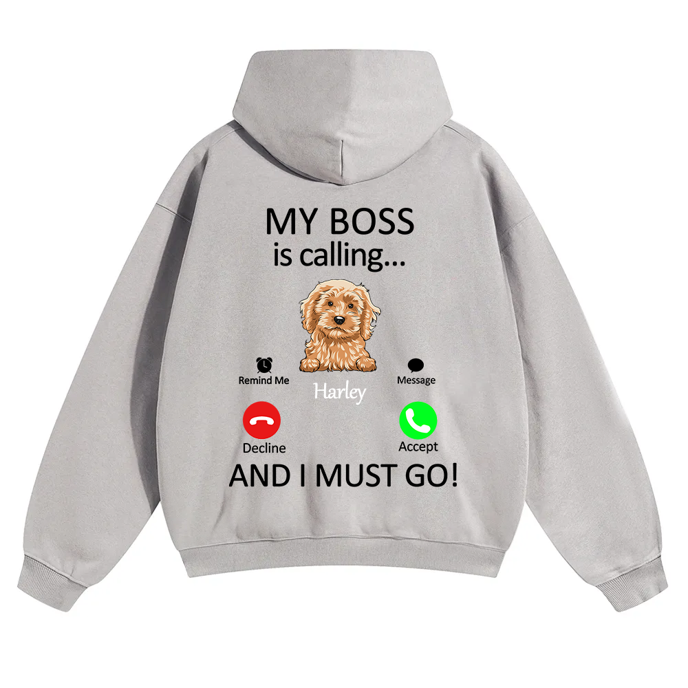 Dog Boss Calling - Personalized Custom Unisex Soild Color Hoodies wearishow