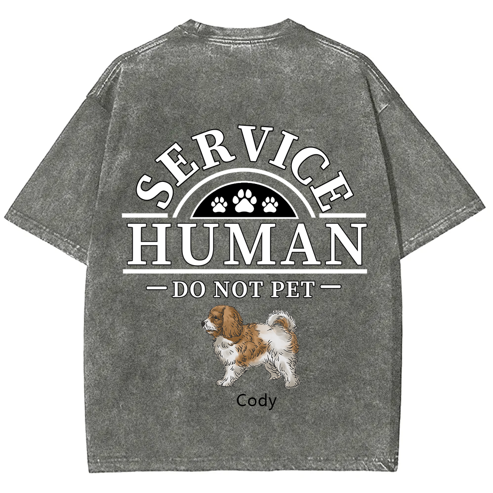 Service Human, Do Not Pet 2 - Personalized Custom Unisex Fit Washed T-Shirt wearishow