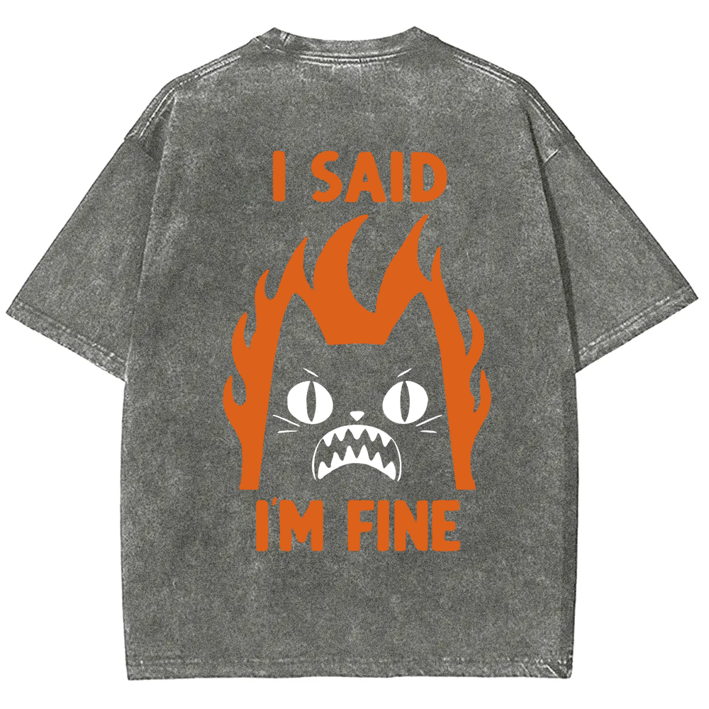 Unisex Vintage I am Fine Cat t-Shirt