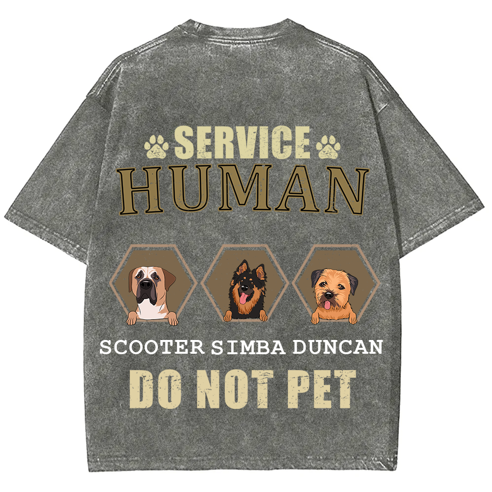 Service Human, Do Not Pet 4 - Personalized Custom Unisex Fit Washed T-Shirt wearishow