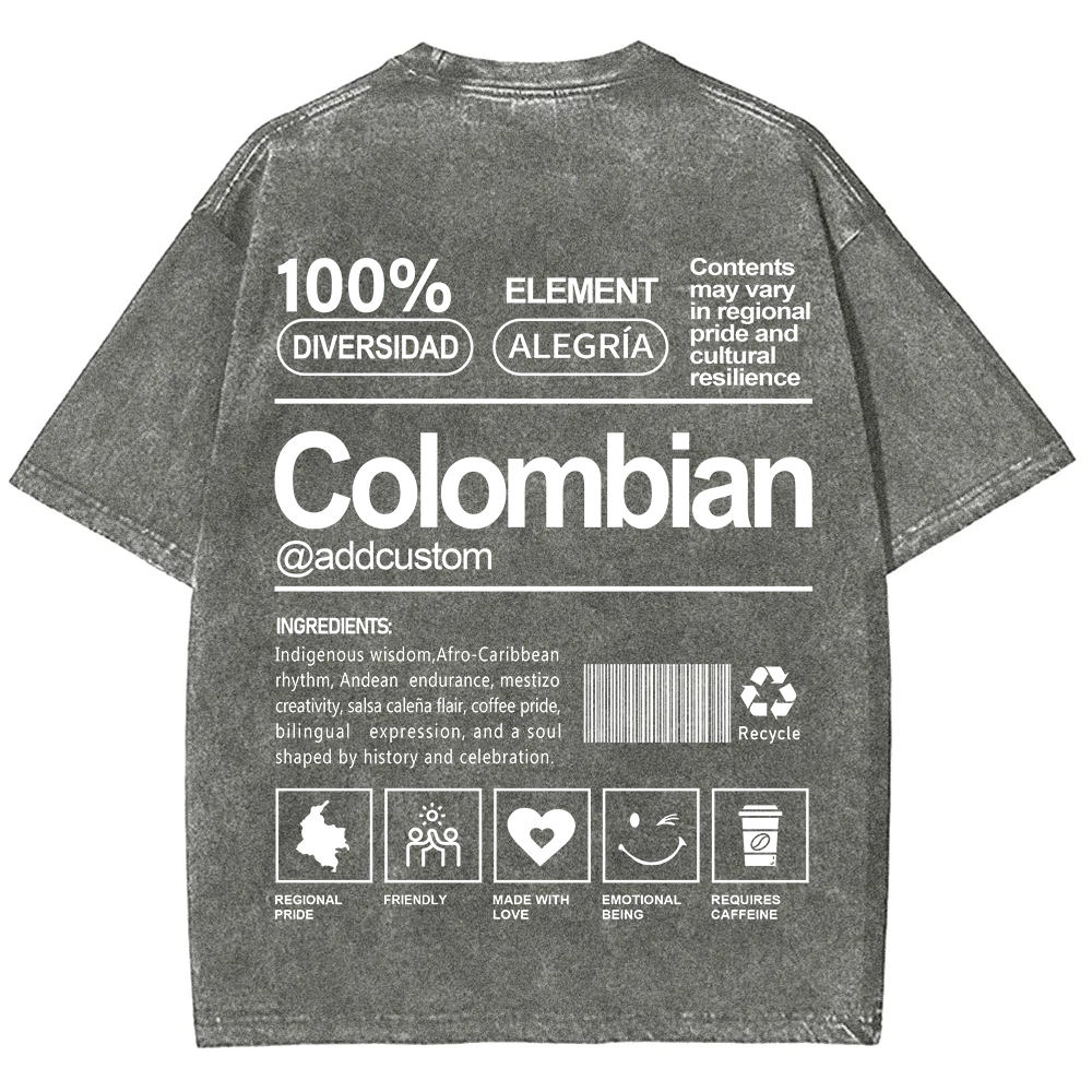Colombian Addcustom Unisex Fit  Washed T-Shirt