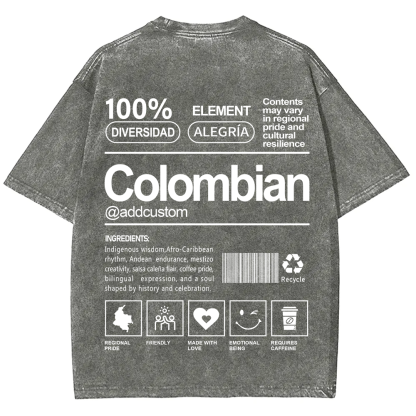 Colombian Addcustom Unisex Fit  Washed T-Shirt