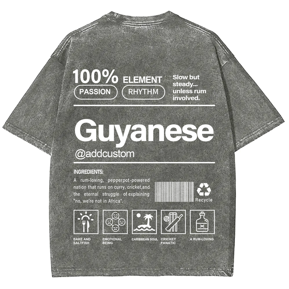Guyanese Addcustom Unisex Fit  Washed T-Shirt