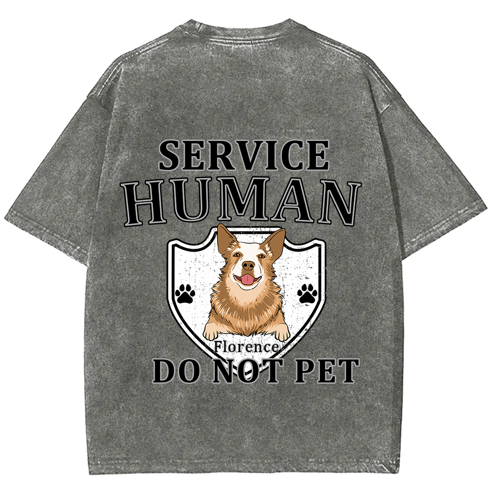 Service Human, Do Not Pet 10 - Personalized Custom Unisex Fit Washed T-Shirt wearishow