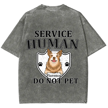 Service Human, Do Not Pet 10 - Personalized Custom Unisex Fit Washed T-Shirt wearishow