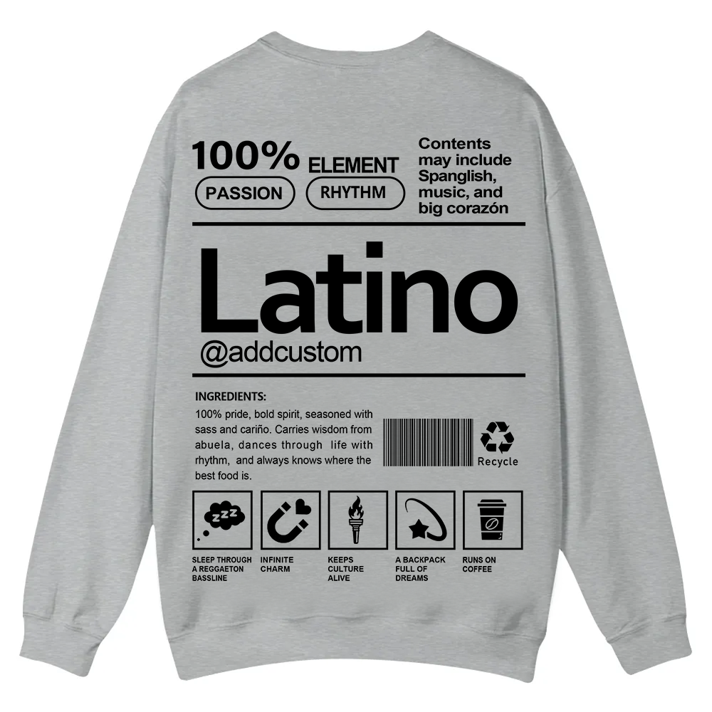 Latino Addcustom Unisex Fit  Casual Crewneck Sweatshirt wearishow