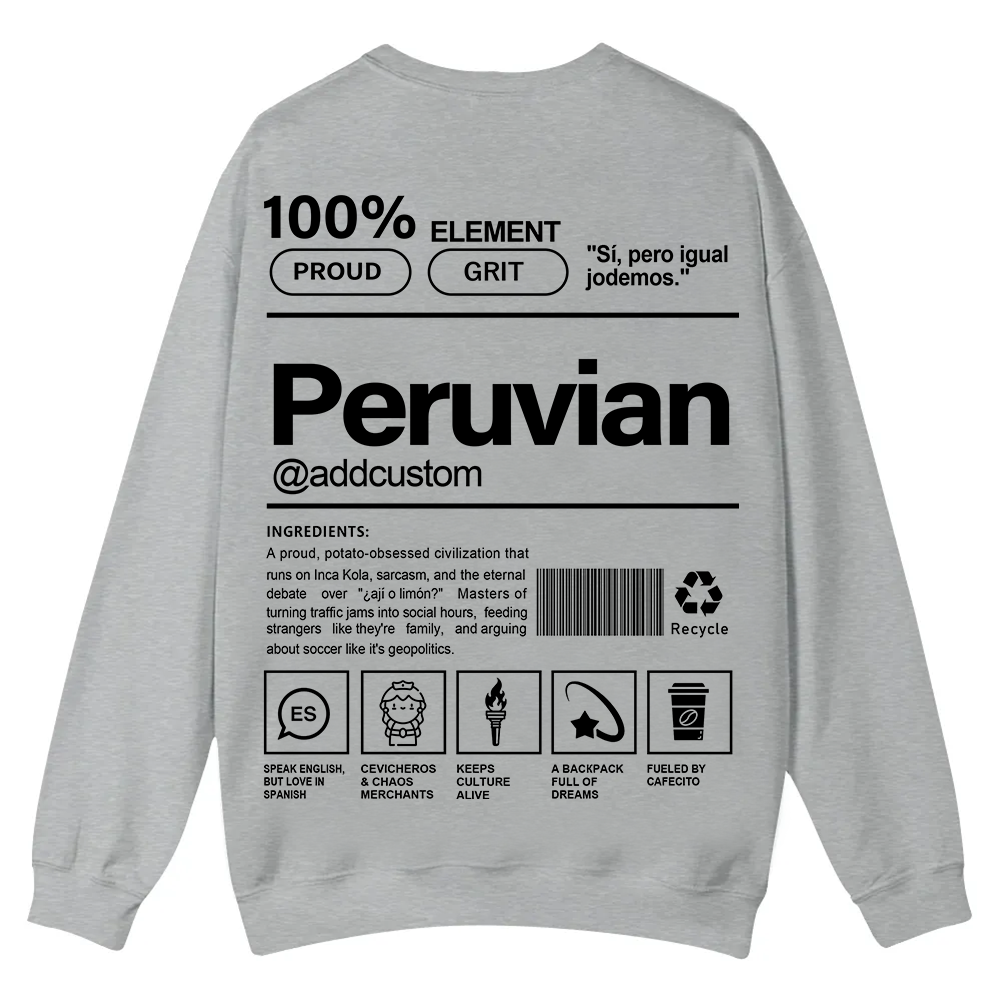 Peruvian Addcustom Unisex Fit  Casual Crewneck Sweatshirt wearishow