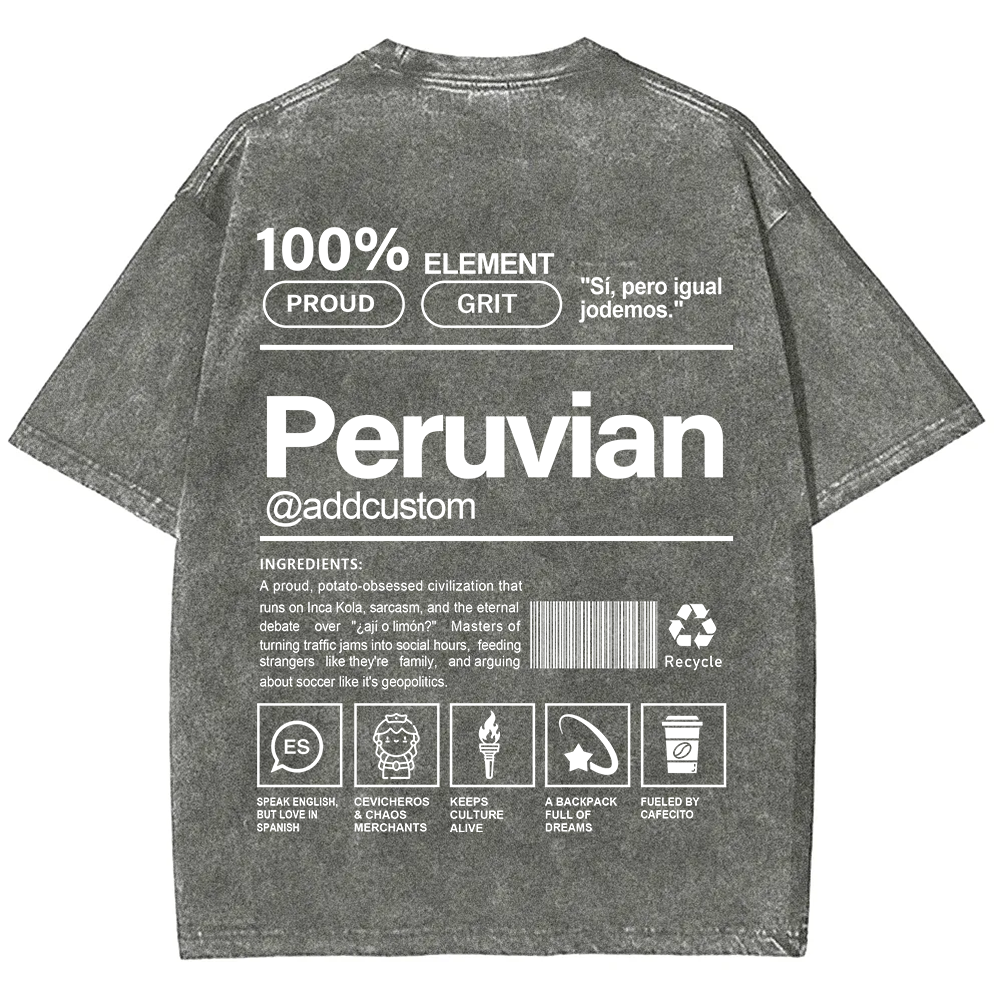 Peruvian Addcustom Unisex Fit  Washed T-Shirt