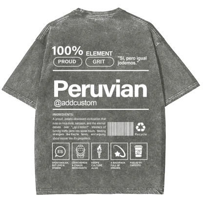 Peruvian Addcustom Unisex Fit  Washed T-Shirt