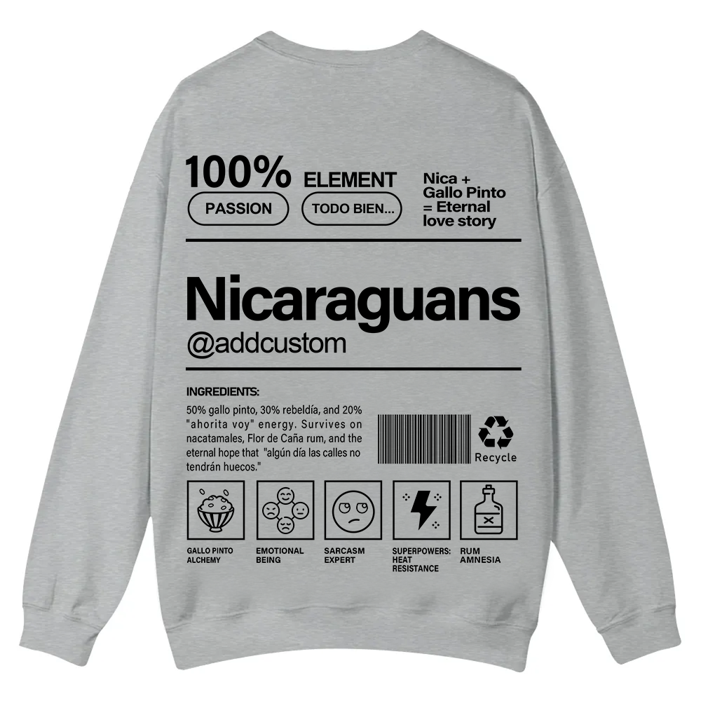 Nicaraguans Addcustom Unisex Fit  Casual Crewneck Sweatshirt wearishow