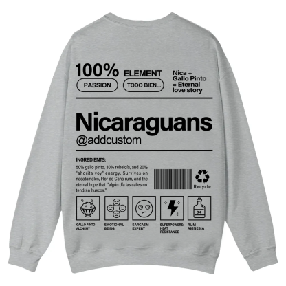 Nicaraguans Addcustom Unisex Fit  Casual Crewneck Sweatshirt wearishow