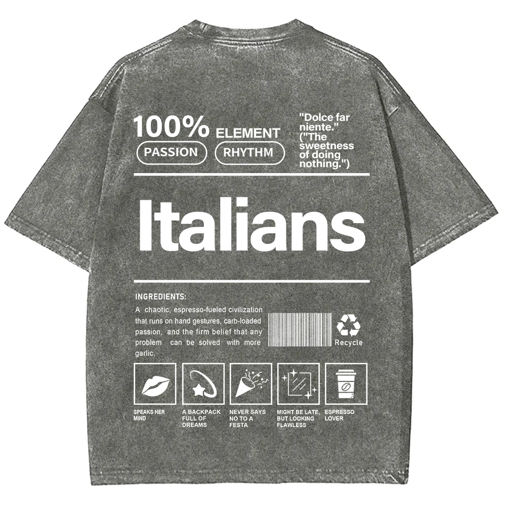 Italians Unisex Fit  Washed T-Shirt