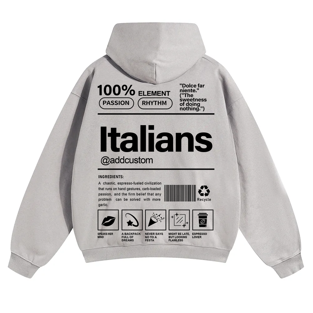 Italians Addcustom Unisex Fit Color Hoodie wearishow