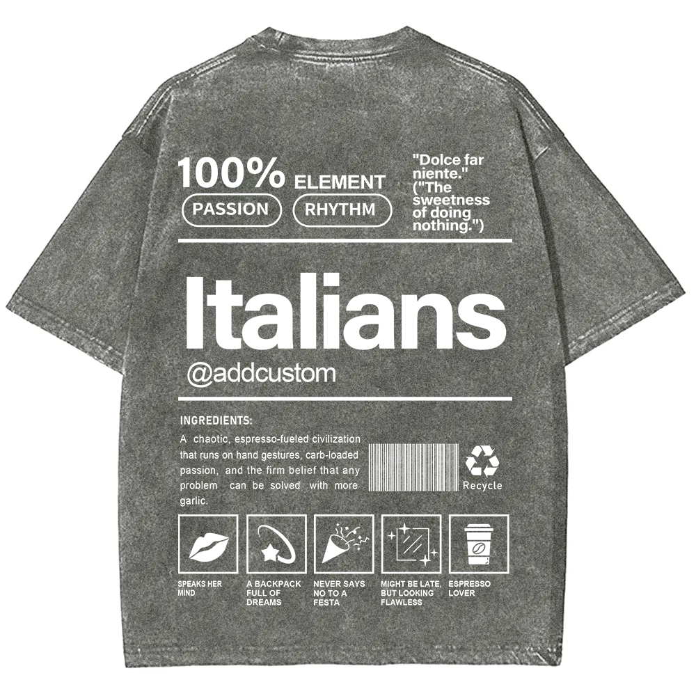 Italians Addcustom Unisex Fit  Washed T-Shirt