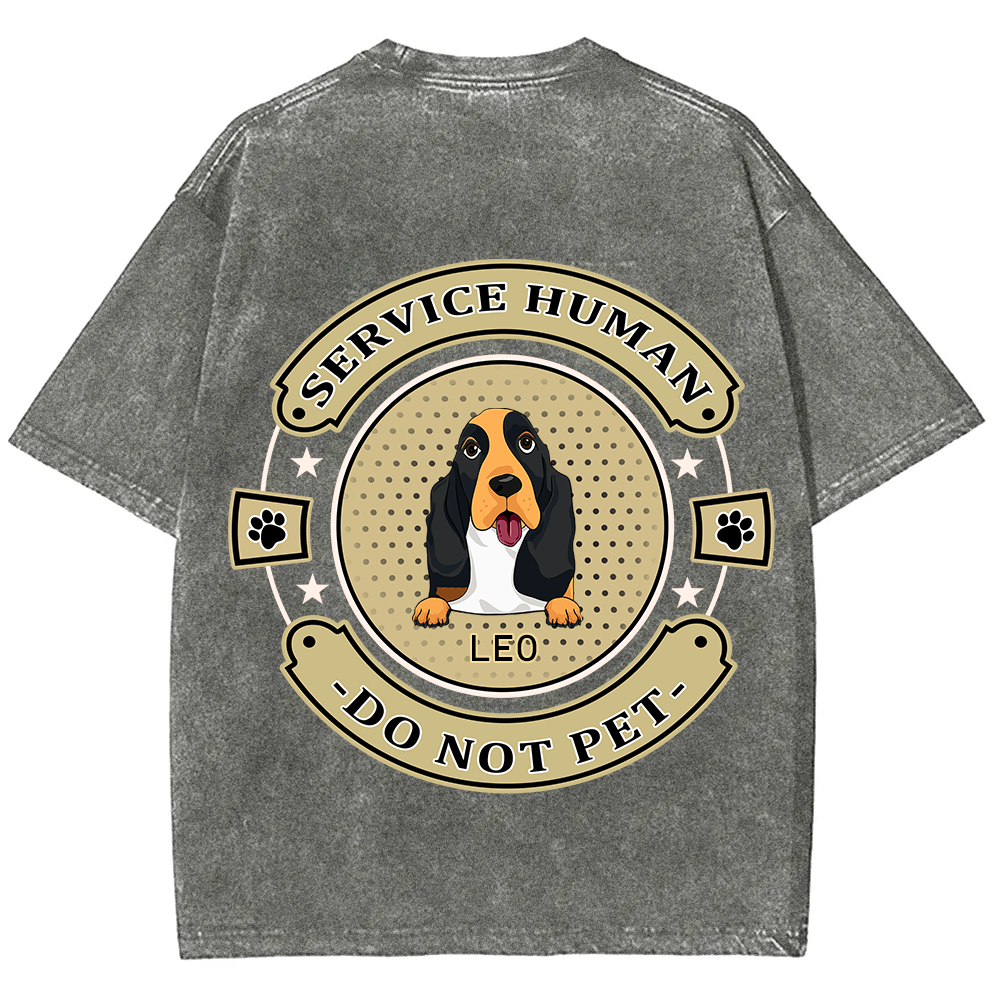 Service Human, Do Not Pet 14- Personalized Custom Unisex Fit Washed T-Shirt wearishow