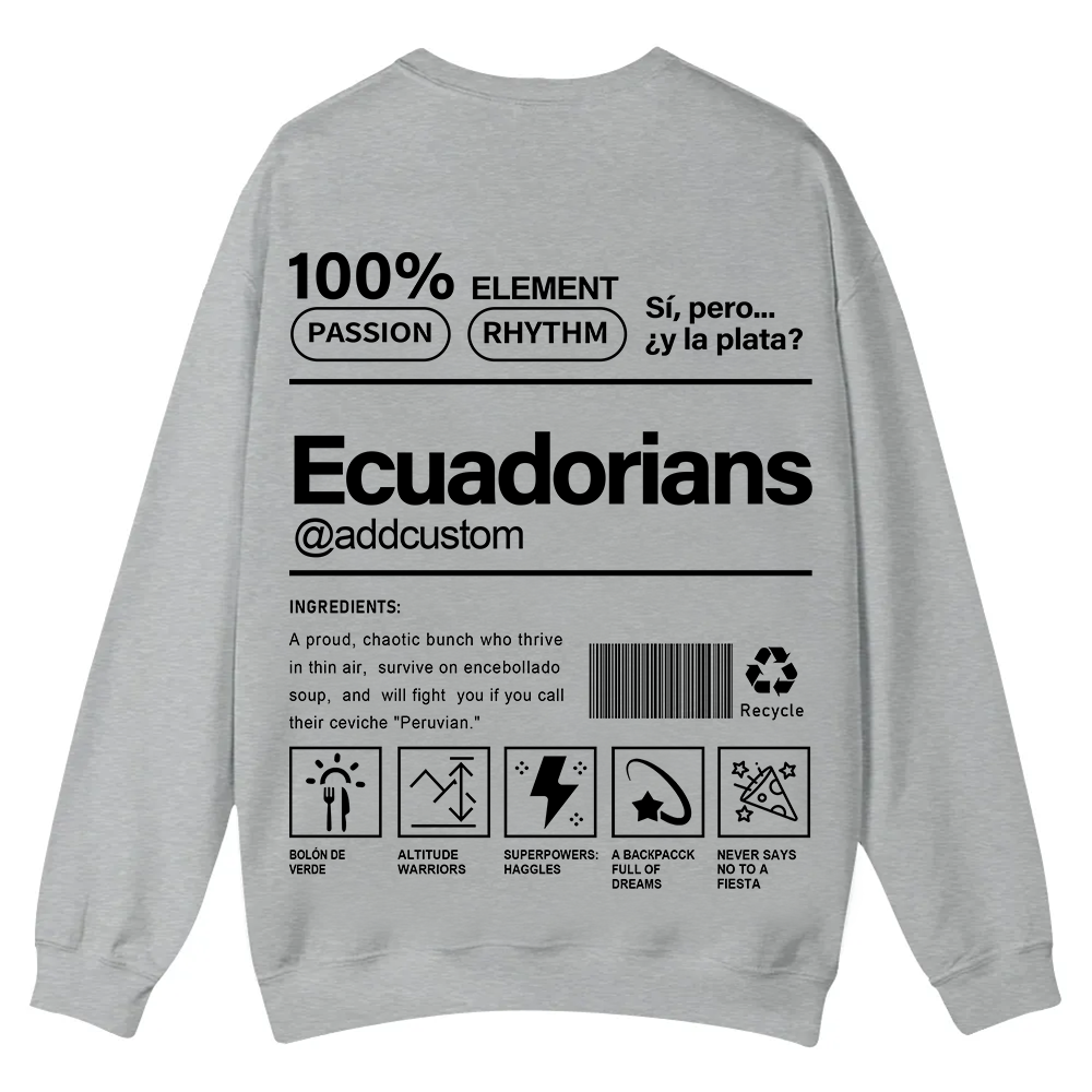 Ecuadorians Addcustom Unisex Fit  Casual Crewneck Sweatshirt wearishow