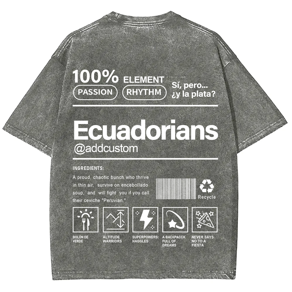 Ecuadorians Addcustom Unisex Fit  Washed T-Shirt