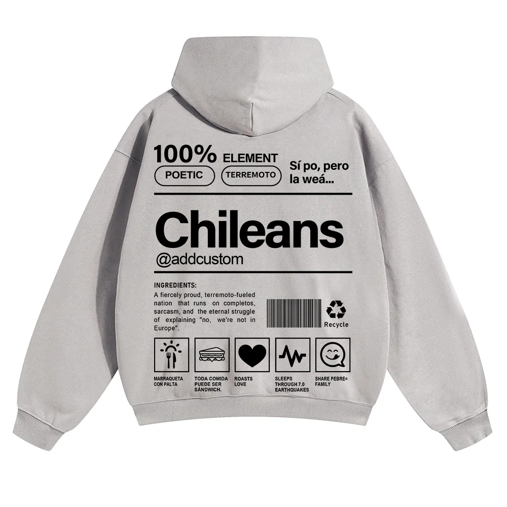 Chileans Addcustom Unisex Fit Color Hoodie wearishow