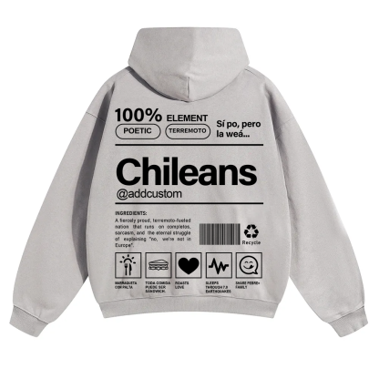 Chileans Addcustom Unisex Fit Color Hoodie wearishow