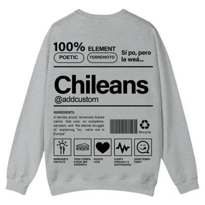 Chileans Addcustom Unisex Fit  Casual Crewneck Sweatshirt wearishow