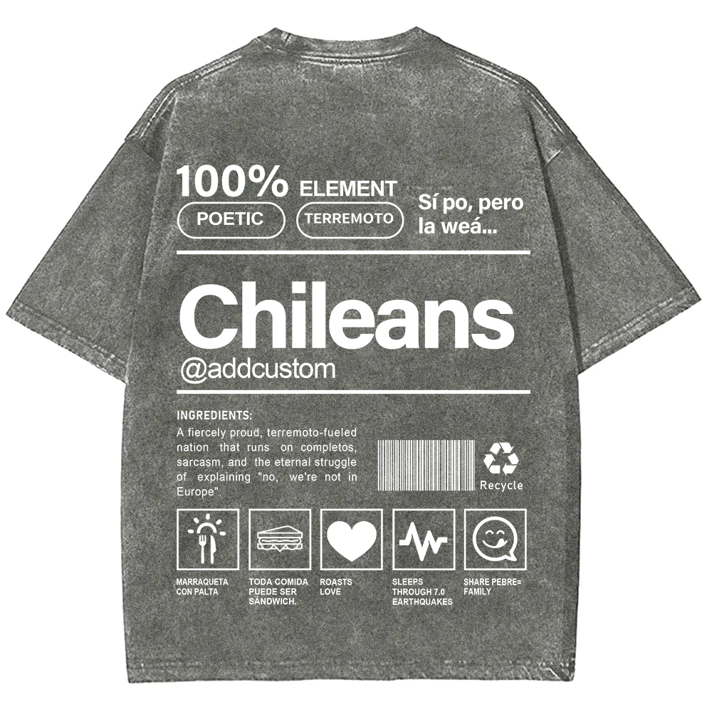 Chileans Addcustom Unisex Fit  Washed T-Shirt