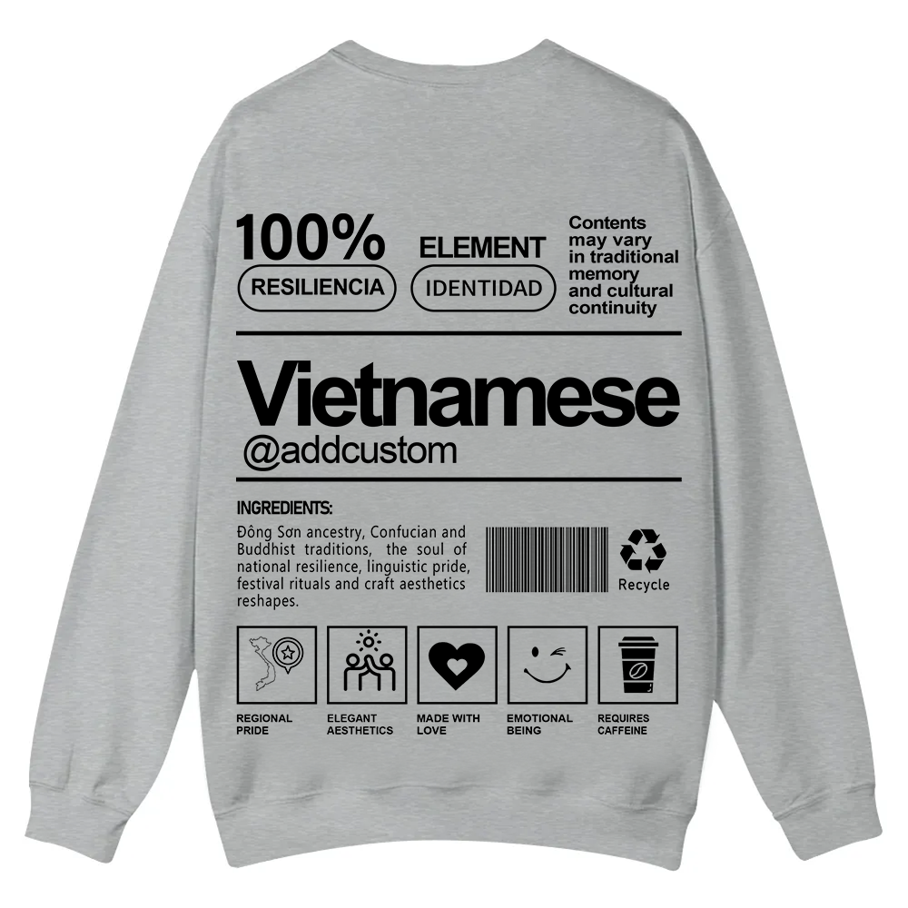 Vietnamese Addcustom Unisex Fit  Casual Crewneck Sweatshirt wearishow
