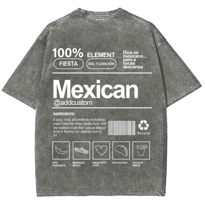Mexican Addcustom Unisex Fit  Washed T-Shirt