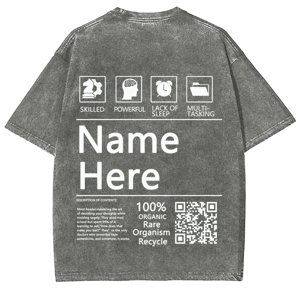 QR Code Customized Unisex Fit Washed T-Shirt
