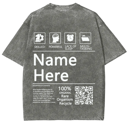 QR Code Customized Unisex Fit Washed T-Shirt