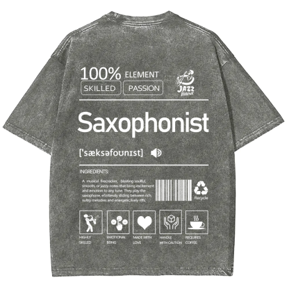 Saxophonist Unisex Fit Washed T-Shirt  wearishow
